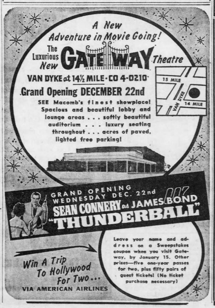 Gateway Theatre - Dec 1965 Grand Opening Ad
